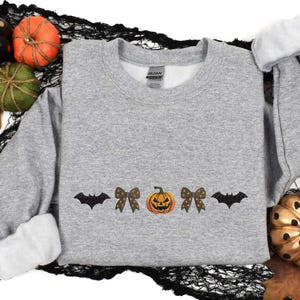 Spooky Season Embroidery Design, Coquette Style Halloween Stitch File, 3 Sizes for Machine Embroidery