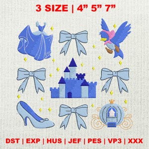 Magic Kingdom Embroidery Design, Magic Castle Coquette Bow Embroidery Design, Cartoon Princess Embroidery File, Instant Download