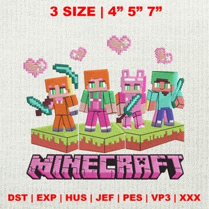 Pixel Gamer Embroidery Design, Gamer Squad Embroidery Design, Movie Cartoon Embroidery Design, Instant Download