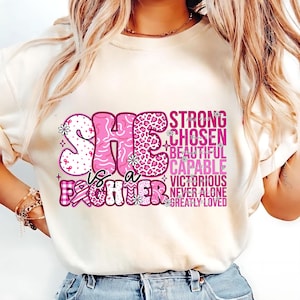 Preppy Breast Cancer She Is A Fighter Png Design, Breast Cancer Bible Verse Png, Breast Cancer Png, Cancer Awareness Sublimation Digital