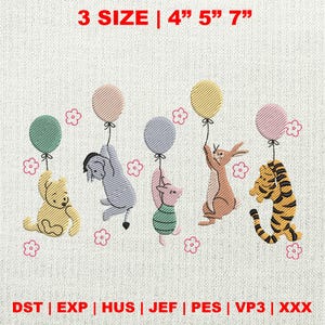 Vintage Bear And Friends Embroidery Design, Magic Kingdom Embroidery Design, Honey Bear Movie Cartoon Embroidery Design, Instant Download