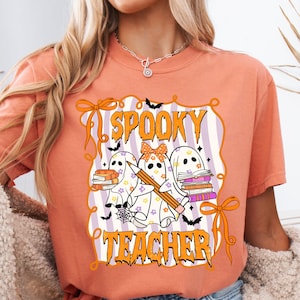 Preppy Teacher Halloween Png, Halloween Teacher Pencil Png, Trick or Teach, Funny Teacher Png, Spooky Teacher Sublimation, Book Ghost Png