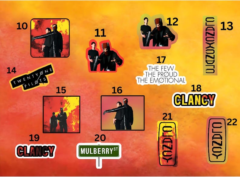 Twenty One Pilot STICKERS | Custom | Blurry Face | Clancy | Josh & Tyler | Stickers | Ticker | Memorabilia | Gift image 5