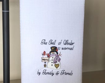 Christmas kitchen towel, tea towel, embroidered, gift