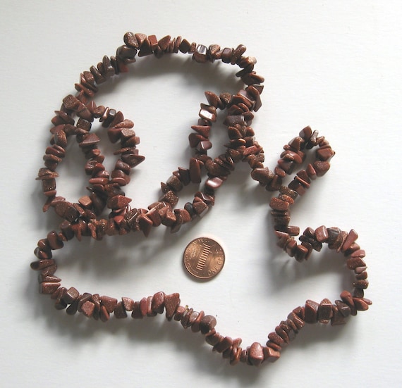Brown goldstone chip strand, necklace or lampwork frit