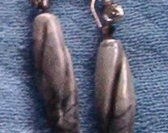 Carved Picasso Jasper silver color dangle earrings - HiloBeads team hilo etsy leteam beads team