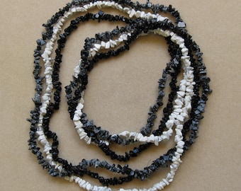 Gemstone chip strands - blackstone, snowflake obsidian, white howlite, 32in strands - or necklaces