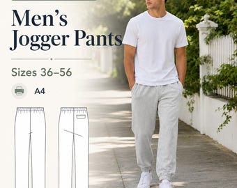 Men’s Jogger Sweatpants Sewing Pattern, EU 36–56 PDF, A4 format