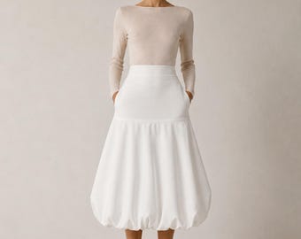 Bubble Skirt Sewing Pattern, High Waist Balloon Midi Skirt, Women's Sizes (Digital Download)