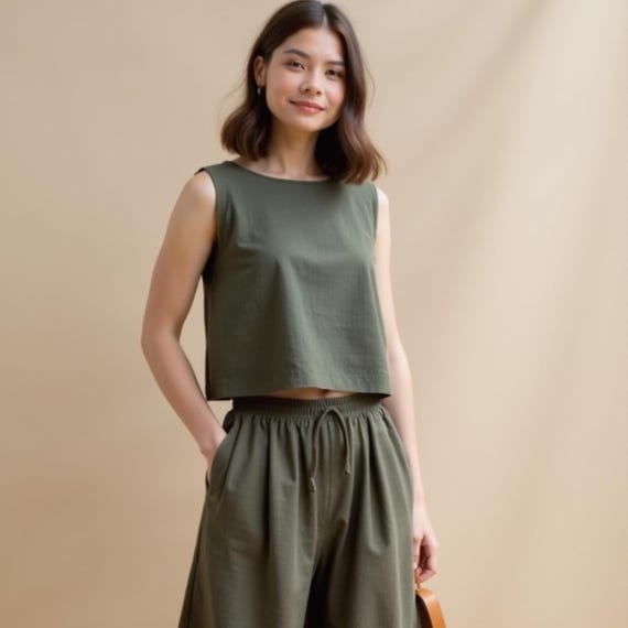 フィットクロップトップの縫製パターン：レディースサイズ0～30（PDF