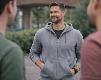 Mens Hoodie PDF, Zip Front Sweatshirt Sewing Template mens sportswear, size: 36 to 56