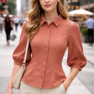 Vintage Style Bluse Schnittmuster | Bubikragen, Puffärmel (PDF Schnittmuster XS–4XL)