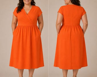 Plus Size Linen Dress Sewing Pattern: A-Line Wrap, Sizes 16-30 (A4 & A0 PDF Download)