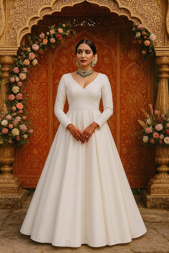long sleeve wedding dress for women indian Calla Blanche India Wedding Dress for sale in Sacramento