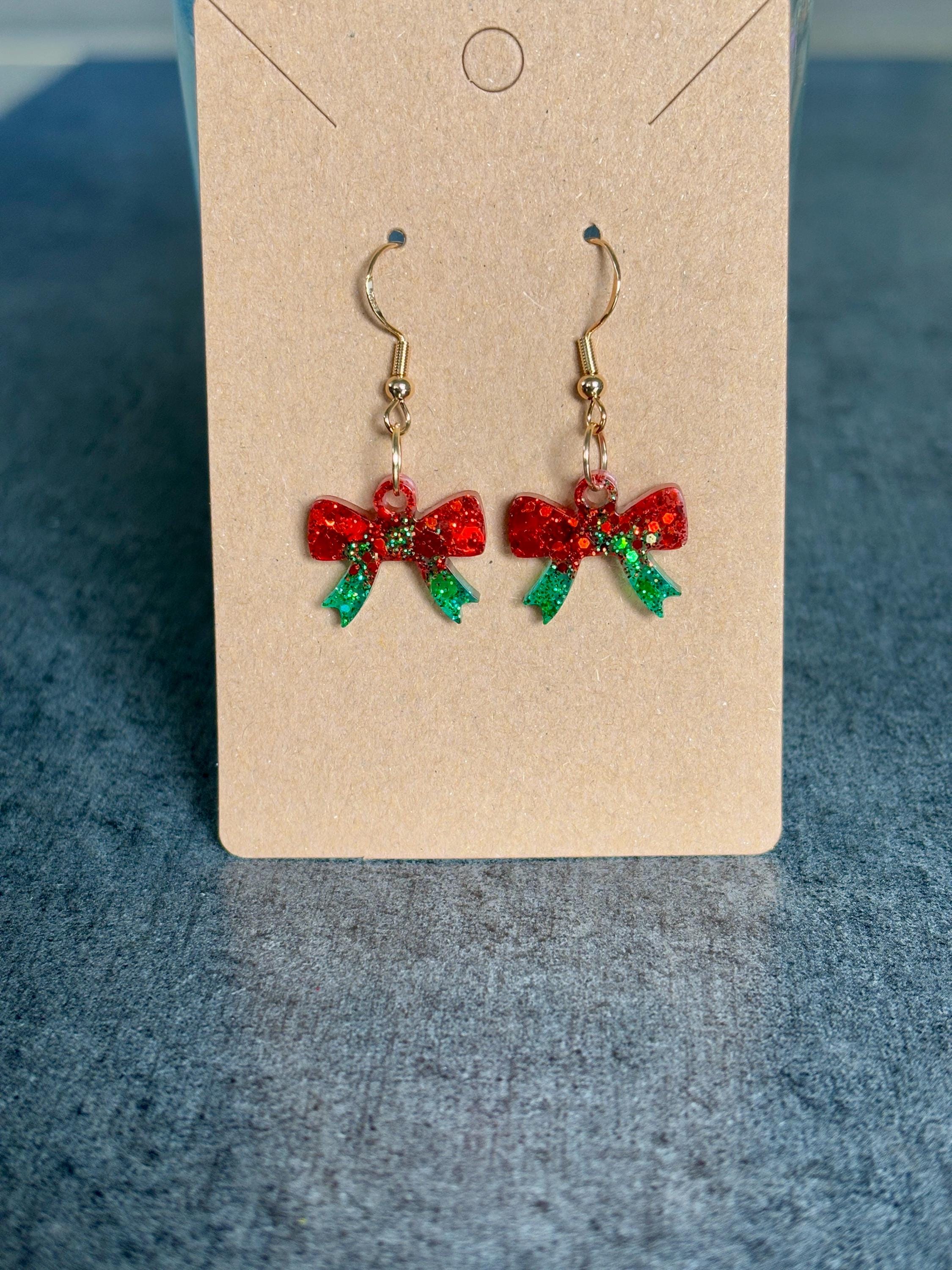 Set De Boucles D'oreilles Noël En Argent 925 - 3 Paires : Nœud Rouge/vert, Créoles, Clous, Hypoallergénique
