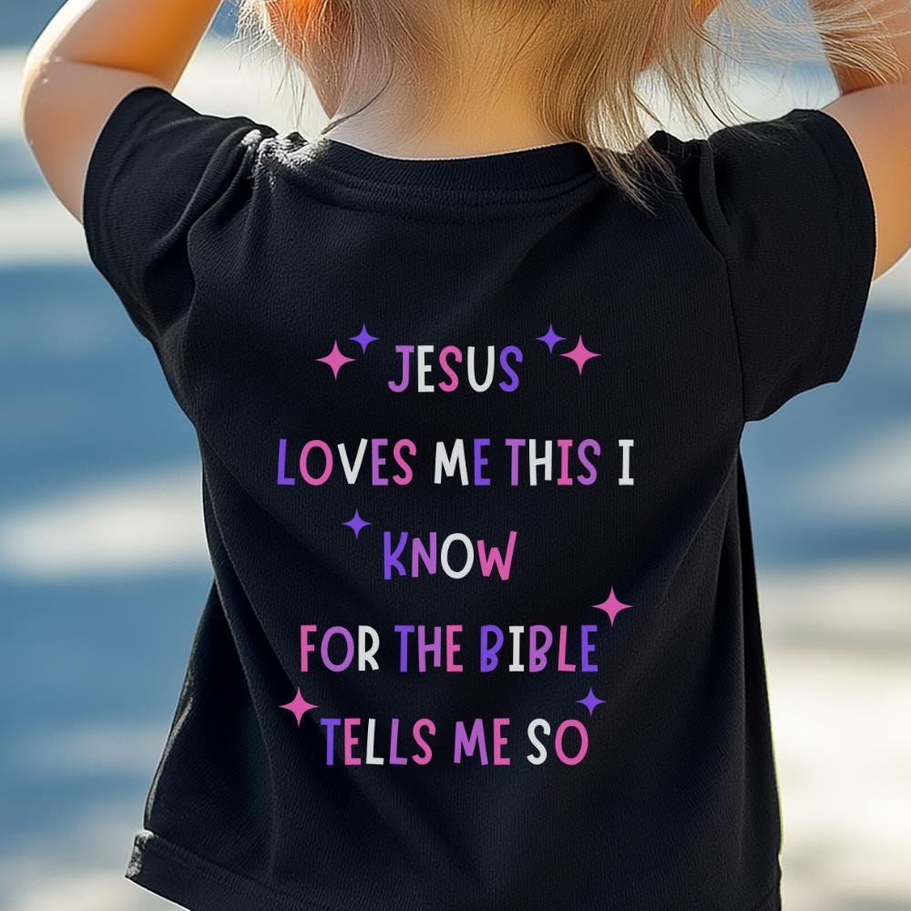 Jesus Loves Me Bible Verse Toddler Gift Shirt Christian Baby Tee Faith Based Kids Outfit Scripture Shirt Religious Clothing for Children
