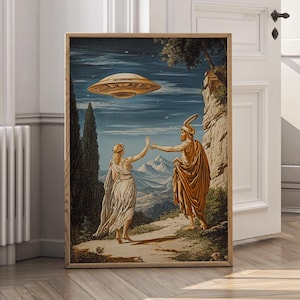 Mythology UFO Poster - Greek Mythology Art - Ancient Gods Decor - Hades and Zeus Wall Art - Mythological Artwork for Home, Greek Art