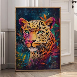 Leopard Fashion Art Print Leopard Painting Funky Leopard Poster Fashion Animal Portrait Printable Wall Art Trendy Poster Room Aesthetic