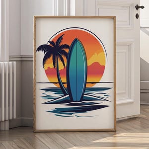 Surfboard Wall Art, Aerial Beach Prints, Beachy Magazine Poster, Waves Print, Beachy Dorm Room Decor, Surf Wall Art, Trendy Digital Download