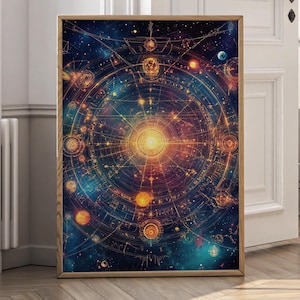 Printable Astrology Chart | Digital Download | Star Sign Map | Astrology Wall Art | Natal Chart Print | Astrological | Zodiac Wheel Print
