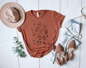 T-shirt paddenstoel, T-shirt schimmels, cadeau natuurliefhebber, botanische kleding, top mycologie, shirt paddenstoelliefhebber