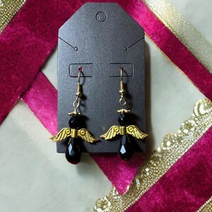 Black Crystal Angel dangle earrings