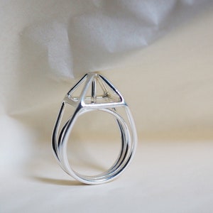 Sterling Silver Ring, Gem Silver Ring, Architecture Ring, Silver Structure Ring image 2