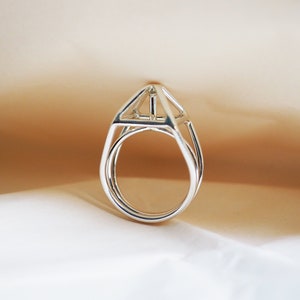 Sterling Silver Ring, Gem Silver Ring, Architecture Ring, Silver Structure Ring image 4