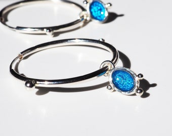 Sterling Silver Hoop Earrings with Charms