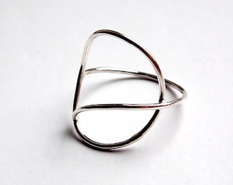 Large oval sterling silver ring, Minimalist Ring, Geometrical Ring