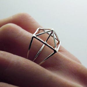 Geometrischer Sterling Silber Ring: Schmuck Moderne Architektur