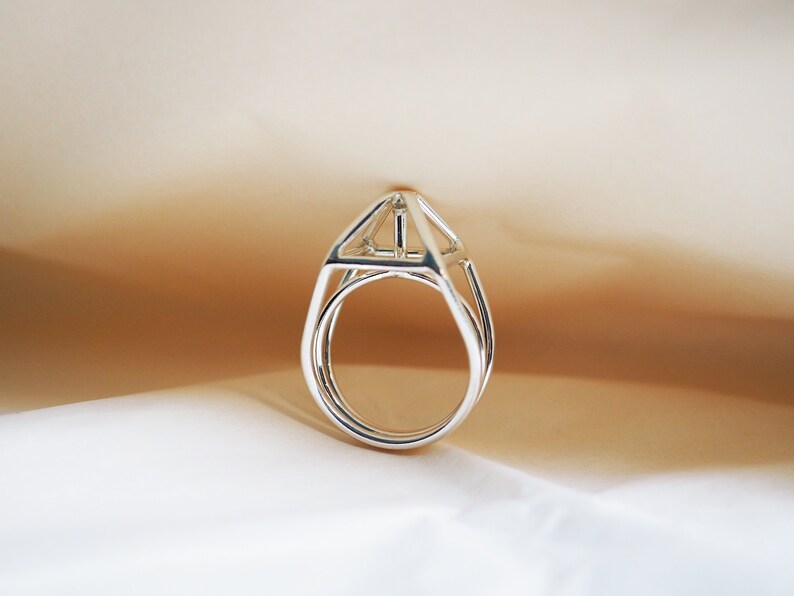 Sterling Silver Ring, Gem Silver Ring, Architecture Ring, Silver Structure Ring image 4