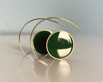 Big Earrings, Long Earrings, Big Statement Brass Resin Earrings, Green Earrings, Big Jewellery