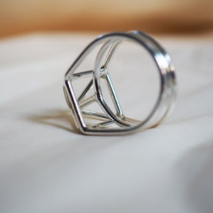 Sterling Silver Ring, Gem Silver Ring, Architecture Ring, Silver Structure Ring image 6