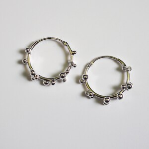 Small Silver Hoop Earrings, Flower Hoop Earrings, Post Earrings, Mini Pollen Earrings image 7