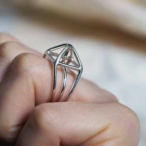 Sterling Silver Ring, Gem Silver Ring, Architecture Ring, Silver Structure Ring image 1