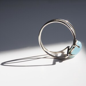 Silver Aquamarine Gemstone Ring, Minimalist Silver Ring, Statement Ring, Gemstone Ring, March Birthstone image 4