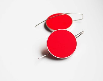 Grandi orecchini in resina rossa: orecchini lunghi in argento sterling