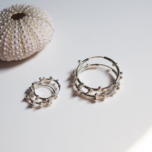 Small Silver Hoop Earrings, Flower Hoop Earrings, Post Earrings, Mini Pollen Earrings image 6