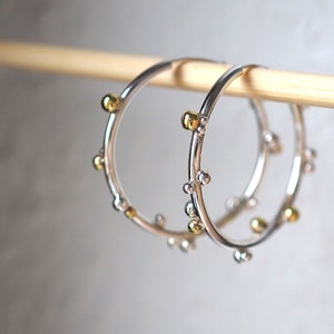 Silver Hoop Earrings, Tube Silver Hoops Geometric Earrings, Minimal Earrings, Silver Hoops, Brass Hoops