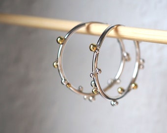 Silver Hoop Earrings, Tube Silver Hoops Geometric Earrings, Minimal Earrings, Silver Hoops, Brass Hoops