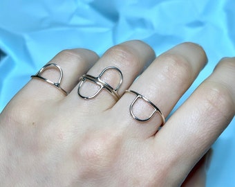 Sterling Silver Ring, Arc Ring, Half Circle Ring, Stacking Ring, Thin Silver Ring