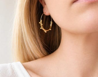 Orecchini a cerchio in ottone fatti a mano: cerchi geometrici tubolari, stile minimalista