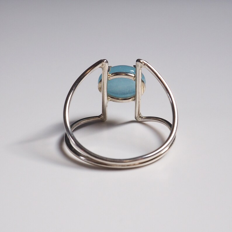 Silver Aquamarine Gemstone Ring, Minimalist Silver Ring, Statement Ring, Gemstone Ring, March Birthstone image 5