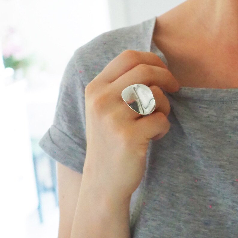 Large Ring Big Sterling Silver Adjustable Statement Ring One - Etsy