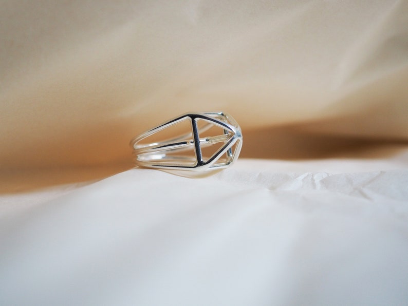 Sterling Silver Ring, Gem Silver Ring, Architecture Ring, Silver Structure Ring image 5