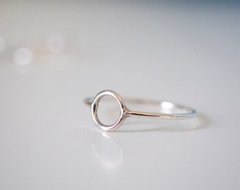 Tiny silver circle ring, Mini circle Ring, Small circle ring, Silver circle ring, Dainty ring, Small open circle ring