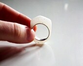 Sterling Silver Ring / Resin Ring / White Ring/ Winter Ring