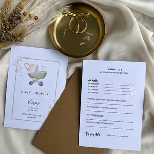 Uitnodigingskaarten voor babyshowers | Liefdevol ontworpen voor een onvergetelijke gelegenheid | DIN-A6 | Bijpassende enveloppen