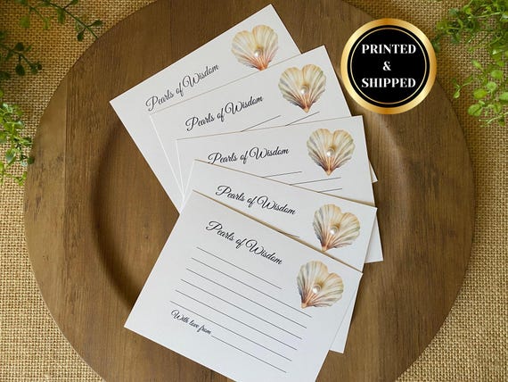 Pearls of Wisdom Advice Cards, Keepsake, Guest Book Alternative, Grads, Wedding, Baby Shower, Pearls and Prosecco